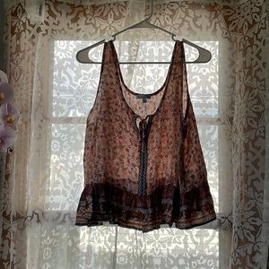 Pink Cropped Paisley-ish Tank